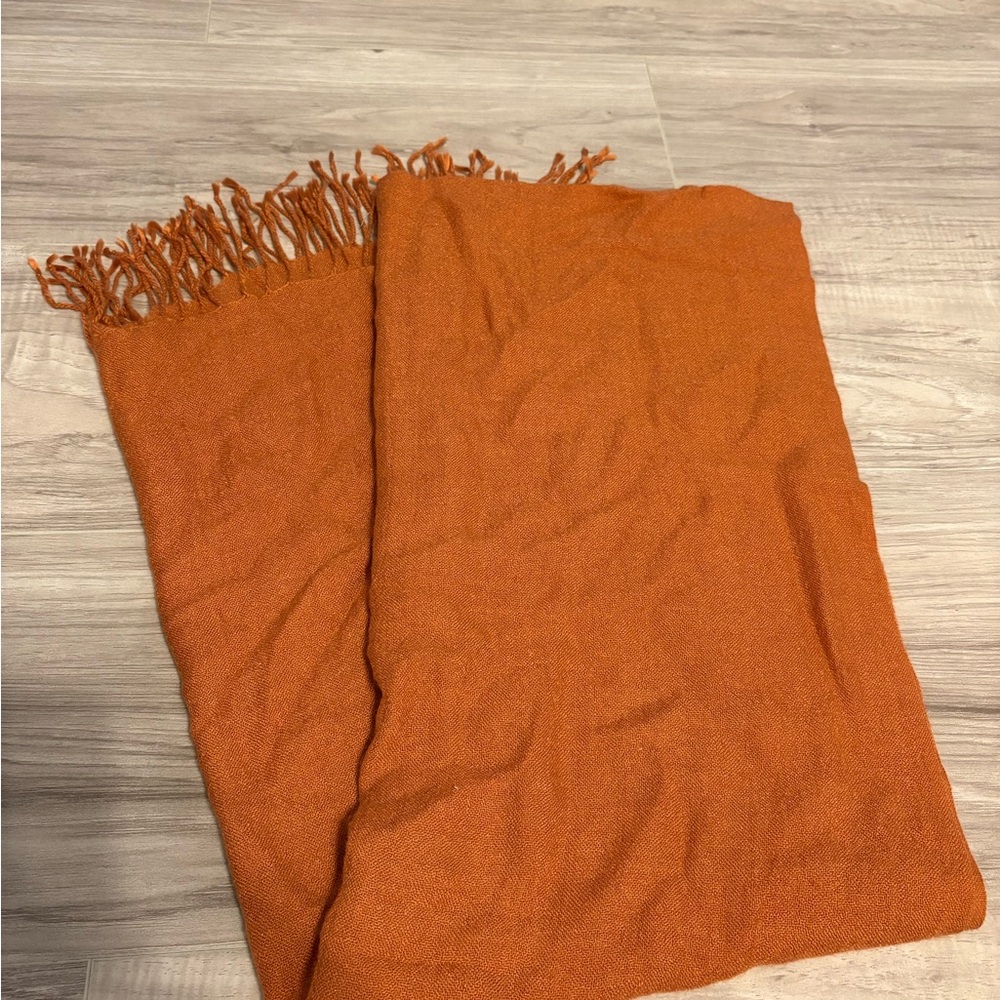 Orange Fringe Scarf